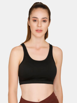 Zivame - Zelocity Medium Impact Sports Bra With Removable Padding - Black