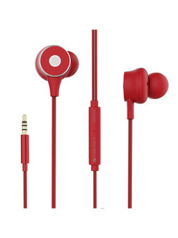 Zebronics - Zeb-Buds 20 In Ear 3.5mm Wired Stereo Earphones with Mic, 1.2 Metre Cable (Red)