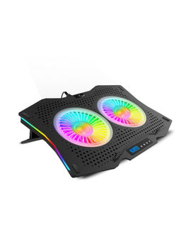 Zebronics - Zeb- NC9000 Laptop Cooling pad with Dual 110mm Fan, Multi-Color Lights
