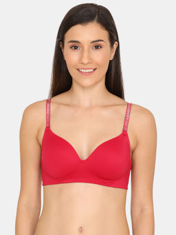 Zivame - Glitter Straps Padded Non-Wired 3/4Th Coverage T-Shirt Bra - Cerise