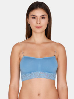 Zivame - Double Layered Wirefree Bralette With Removable Cookie - Blue