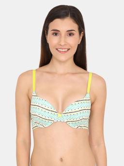 Zivame - Whimsical Push Up Wired Medium Coverage Bra - Blue Print