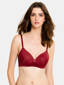 Zivame - Lightly Padded Wirefree T-Shirt Bra- Maroon