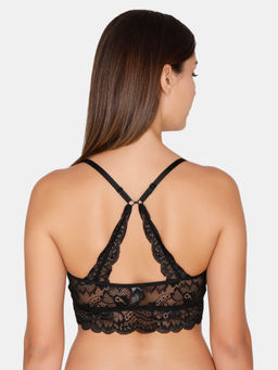 Zivame - Rosaline Padded Wirefree Lace Bralette - Black