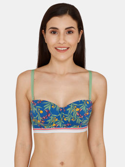 Zivame - Tree Of Life Padded High Wired 3/4th Coverage Strapless Bra - Classic Blue