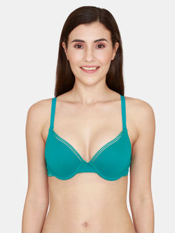 Zivame - Beautiful Basics Wired Medium Coverage Push-up Bra - Peacock Blue Blue
