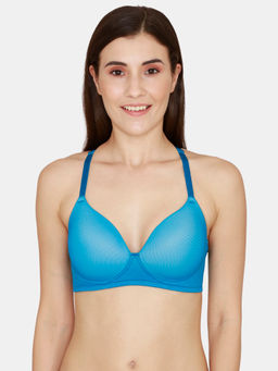 Zivame - Abstract Colourplay Mesh Padded Non Wired 3/4Th Coverage T-Shirt Bra - Seaport