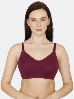 Zivame - Maternity Double Layered Non Wired 3/4th Coverage Maternity/ Nursing Bra - Beet Red