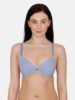Zivame - Wonder Stripe Wired 3/4th Coverage Push-up Bra -Wedgewood