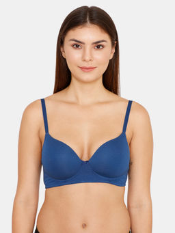 Zivame - Padded Non Wired 3/4th Coverage T-Shirt Bra- Navy Peony
