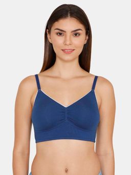 Zivame - Urban Leisure Double Layered Wirefree Full Coverage Bralette - Navy Peony