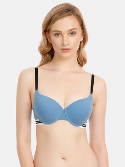Zivame - Varsity Padded Wired Push Up Bra - Blue