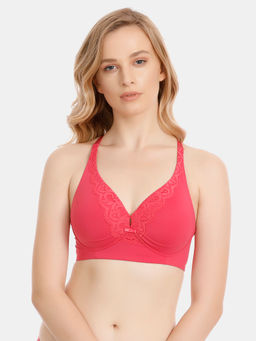 Zivame - Vintage Lace Double Layered Wirefree Bralette - Pink
