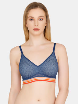 Zivame - Urban Leisure Lace Double Layered WireFree Bralette - Navy