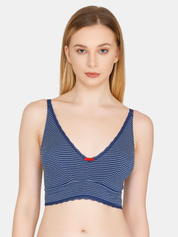Zivame - Stripes Fun Full Coverage Bralette - Navy