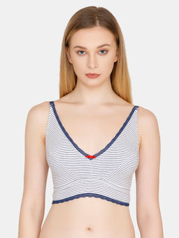 Zivame - Stripes Fun Full Coverage Bralette - White