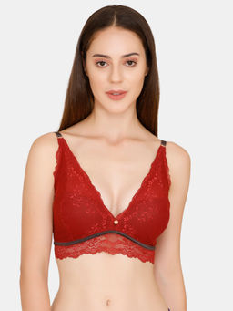 Zivame - Sensual Stir Double Layered Wirefree Plunge Neck Bralette - Merlot