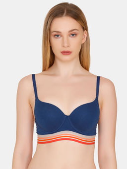 Zivame - Urban Leisure Cotton Padded Wired Push Up Bra - Navy