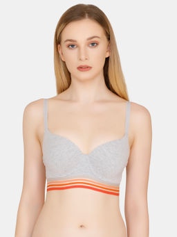 Zivame - Urban Leisure Cotton Padded Wired Push Up Bra - Grey