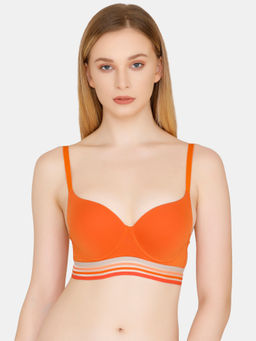 Zivame - Urban Leisure Cotton Padded Wired Push Up Bra - Orange