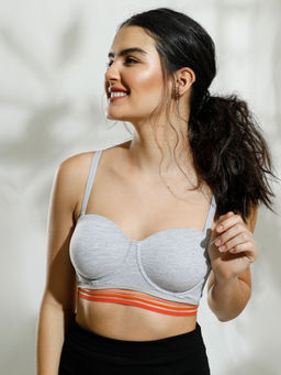 Zivame - Urban Leisure Cotton Padded Wired Strapless Bra - Grey