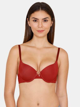 Zivame - Damask Padded Wired Push Up T-Shirt Bra - Merlot
