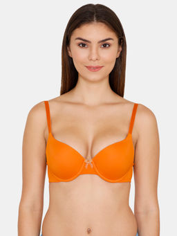 Zivame - Damask Padded Wired Push Up T-Shirt Bra - Orange
