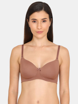Zivame - Rosaline Zivame Padded Non-Wired Medium Coverage Bra - Nutmeg