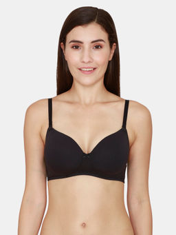 Zivame - Padded Non Wired 3/4th Coverage T-shirt Bra - Black Black