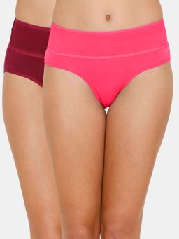 Zivame - (Pack of 2) Tummy Tucker Hipster High Rise Anti-Microbial Panty -Assorted