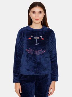 Zivame - Fluffy Fur Sleep Top - Navy