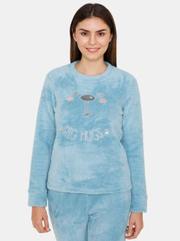 Zivame - Fluffy Fur Sleep Top - Blue