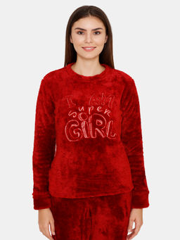 Zivame - Fluffy Fur Sleep Top - Red
