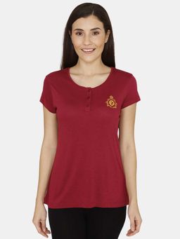 Zivame - Classic Woven Knit Top - Maroon