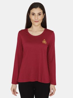 Zivame - Classic Woven Knit Top - Maroon