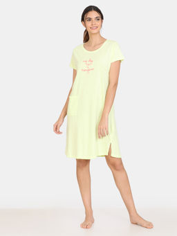 Zivame - My Besties Cotton Knee Length Nightdress - Yellow
