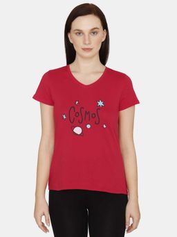 Zivame - Galaxy Print Cotton Top - Red