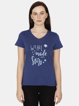 Zivame - Galaxy Print Cotton Top - Blue