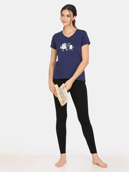 Zivame - Happy Flock Cotton Top - Medieval Blue