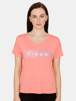 Zivame - Lounge Viscose Blend Tee - Orange