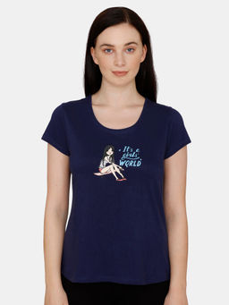 Zivame - Her World Knit Cotton Top Medieval - Blue