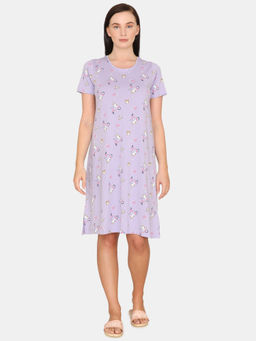 Zivame - Her World Cotton Knee Length Nightdress - Lavender