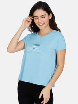 Zivame - Lounge Viscose Blend T-shirt Crystal Seas - Blue