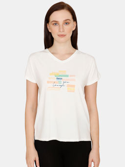 Zivame - Lounge Viscose Blend Tee Bleach Melange - Grey