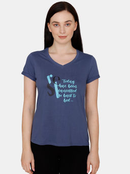 Zivame - Jigsaw Jungle Cotton Top Oceana - Blue