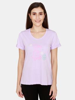 Zivame - Bakers Nest Knit Cotton Top - Orchid Bloom Purple