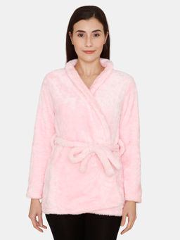 Zivame - Fur Knit Poly Wrap Top - Candy Pink