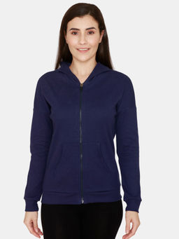 Zivame - Knit Cotton Lounge Hoodie - Medieval Blue Blue