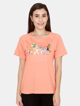 Zivame - Tom & Jerry Anniversary Knit Cotton Top - Coral Quartz