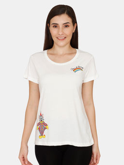 Zivame - Tom & Jerry Anniversary Knit Cotton Top - Snow White